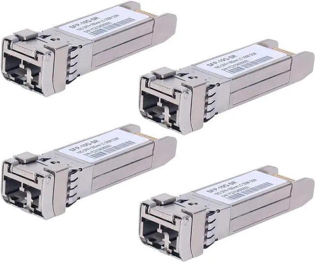 Main image of 4Pack 10GBase-SR SFP+ Transceiver, SFP Multi-Mode LC Module, 10G 850nm MMF up to 300 Meters, Compatible with Cisco SFP-10G-SR,Meraki MA-SFP-10GB-SR,Ubiquiti UF-MM-10G,Mikrotik,Netgear,D-Link and More