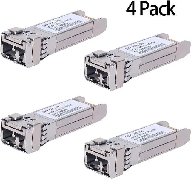 Alt view image 2 of 7 - 4Pack 10GBase-SR SFP+ Transceiver, SFP Multi-Mode LC Module, 10G 850nm MMF up to 300 Meters, Compatible with Cisco SFP-10G-SR,Meraki MA-SFP-10GB-SR,Ubiquiti UF-MM-10G,Mikrotik,Netgear,D-Link and More