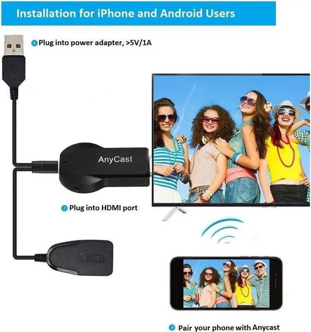 Alt view image 2 of 7 - BONAEVER Anyca Stand Plus HDMI Wireless Display ReceiverAirplay MiraCa Stand Adapter DLNA Standreaming Standick Ca Stand iOS Mac Android Phone Screen to HD TV Thanksgiving Chri Standmas Day Gift