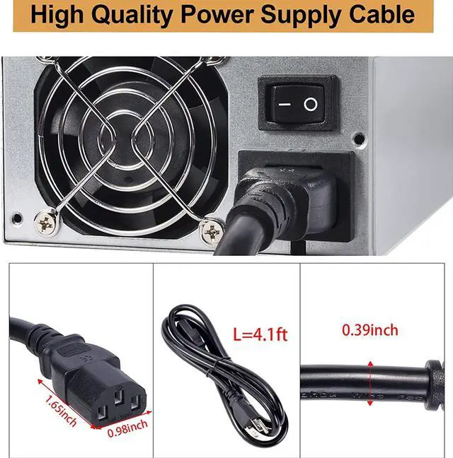 Alt view image 5 of 7 - 2000W Mining Power Supply, 2U 100-264V PSU for BTC ETH Miner Machine Rig, Power Supply with Power Cord and Automatic Control Fan