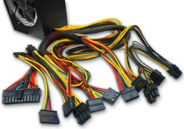 Alt view image 4 of 5 - Smartbuy 1000W LED Fan Silent PC ATX Power Supply PSU SATA 12V PCI-E w/Auto Fan Speed Control w/Multi-Function Protection (Black LED)