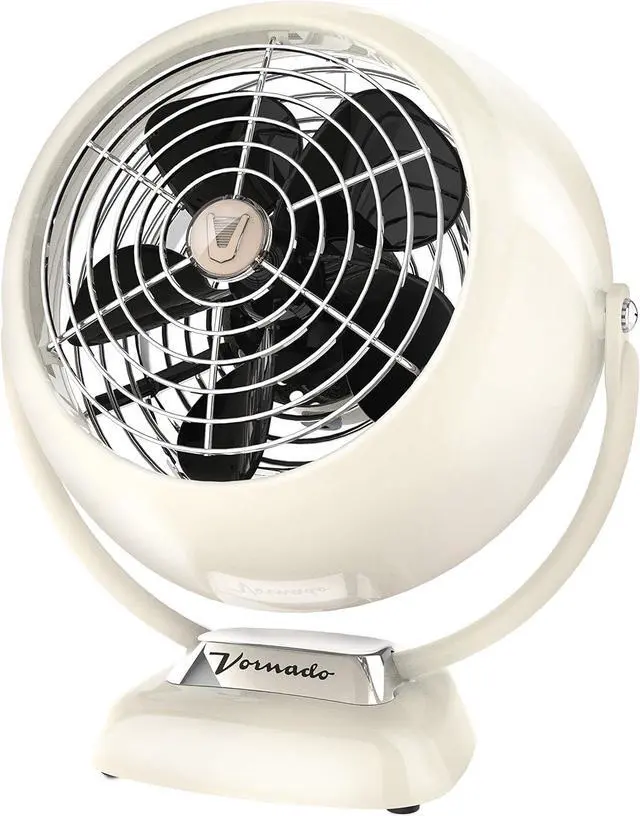 Main image of Vornado VFAN Jr. Vintage Fan, Small Metal Retro Air Circulator for Cooling & Décor, 2 Speed Settings, Adjustable Tilt, Powerful Airflow, Vintage White
