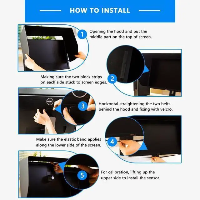 Alt view image 6 of 7 - -27S 27 inch Ultr-Slim Frame LCD LED Video Monitor Hood Sunshade Sunhood for Dell HP Viewsonic Philips Samsung LG EIZO NEC ASUS ACER BENQ AOC Lenovo, Fits Monitor Frame Width 610-630mm