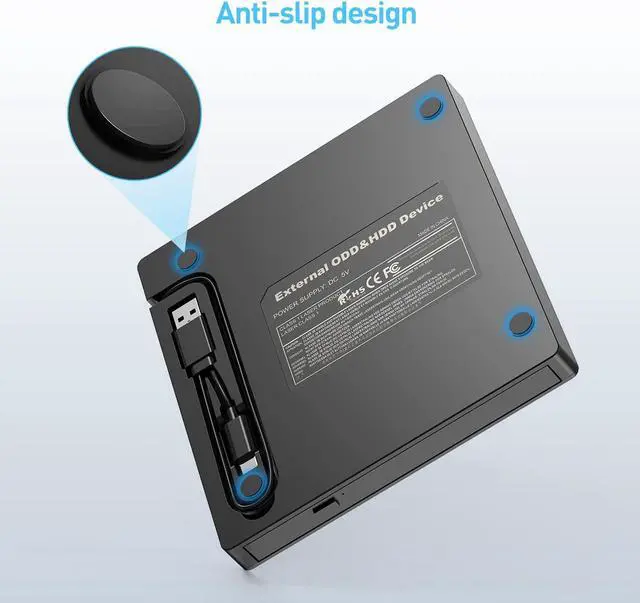 Alt view image 7 of 7 - External CD DVD Drive, Ultra Slim CD Burner USB 3.0 with 4 USB Ports and 2 TF/SD Card Slots, Optical Disk Drive for Laptop Mac PC Windows 11/10/8/7 Linux OS with Carrying Case