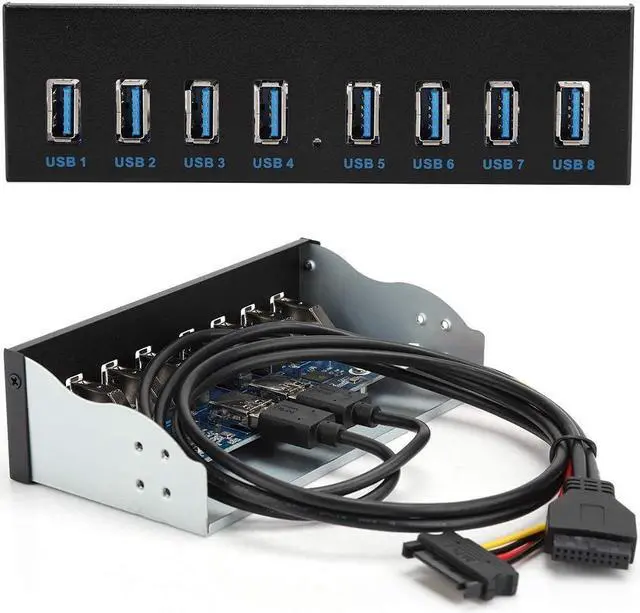 Alt view image 7 of 7 - Front Panel USB 3.0 Hub 8 Port,19 Pin to 8 Port USB 3.0 Hub for PC, 8 Ports Hub Optical Drive Extension Front Panel Adapter for PC Computer Case Front Bay