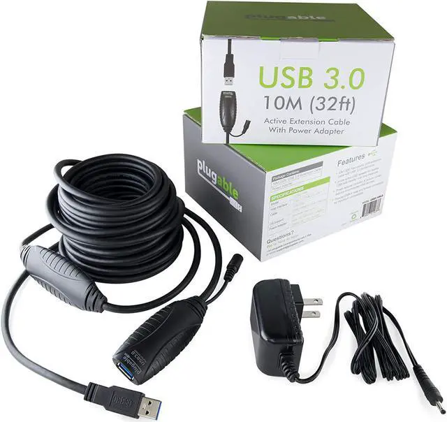 Alt view image 5 of 7 - 10 Meter (32 Foot) USB 3.0 Active Extension Cable with AC Power Adapter and Back-Voltage Protection