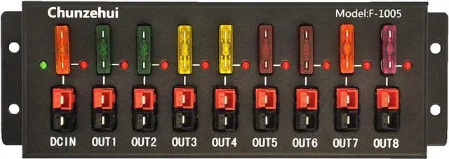 Main image of F-1005 9 Port 40A Connector Power Splitter Distributor Source Strip, 1 Input and 8 Output.