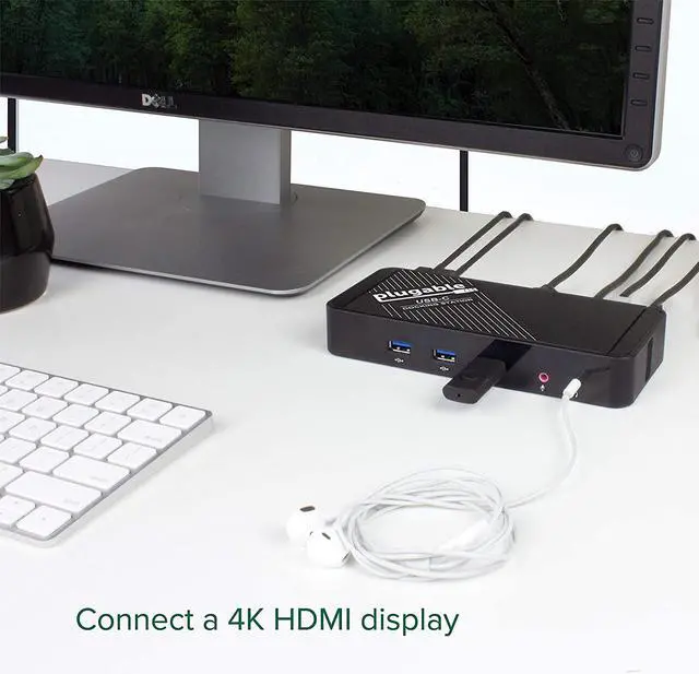 Alt view image 3 of 7 - Plugable USB-C Dock with 4K HDMI and 60W Charging, Compatible with Thunderbolt 3/4, USB4, and USB C MacBook, iPhone, iPad, Windows, and Chromebook 1Gbps Ethernet, 3X USB 3.0, 2X USB 2.0, Driverless