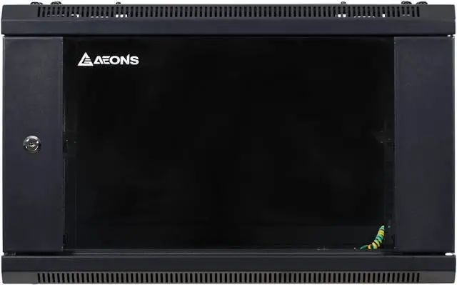 Alt view image 2 of 7 - AEONS 6U Wall Mount Server Rack Cabinet with Lockable Door and Side Panels