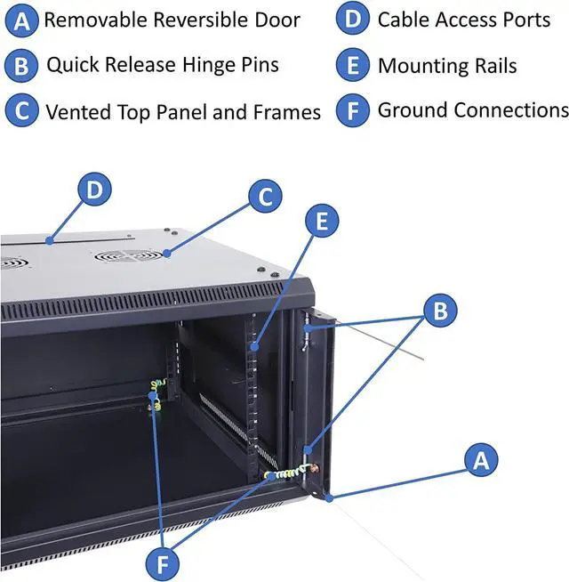 Alt view image 7 of 7 - 6U Professional Wall Mount Network Server Cabinet Enclosure 19-Inch Server Network Rack Black