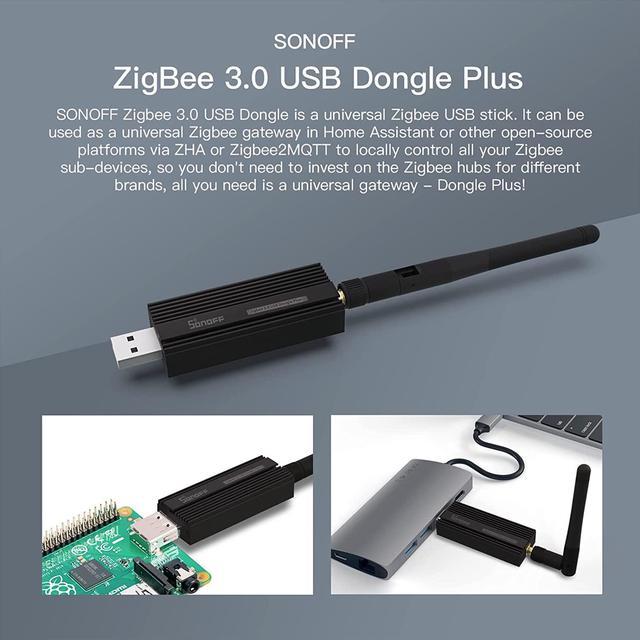 SONOFF Zigbee 3.0 USB Dongle Plus Gateway, Universal Zigbee with Antenna  for Home Assistant, Open HAB etc, Wireless Zigbee 3.0 USB Adapter(1 Pack) 