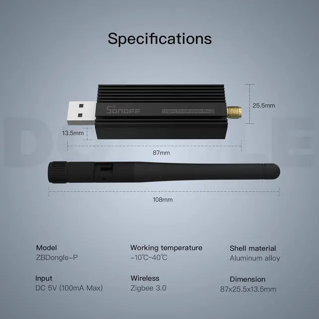Alt view image 6 of 7 - SONOFF Zigbee 3.0 USB Dongle Plus Gateway, Universal Zigbee USB Gateway with Antenna for Home Assistant, IoBroker, Wireless Zigbee 3.0 USB Adapter(1 Pack)