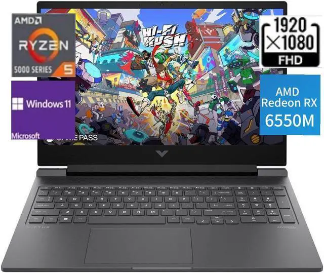 Main image of HP Victus 15.6 FHD Gaming Laptop,AMD Ryzen R5-7535HS Processor,AMD Radeon RX 6550M Graphics,32 GB DDR5 RAM,1 TB SSD,Windows 11 Home,Black