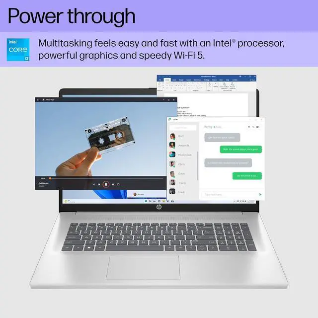 Alt view image 3 of 5 - HP 17.3" HD+ Touch Laptop,Intel Core i3-1215U,Intel UHD Graphics,8GB RAM,512GB SSD,Windows 11 Home,Natural Silver