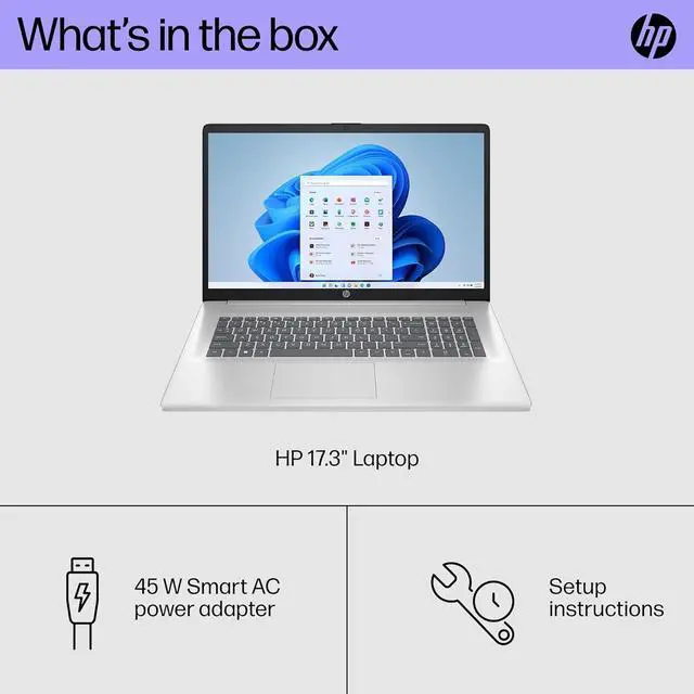Alt view image 4 of 5 - HP 17.3" HD+ Touch Laptop,Intel Core i3-1215U,Intel UHD Graphics,8GB RAM,512GB SSD,Windows 11 Home,Natural Silver