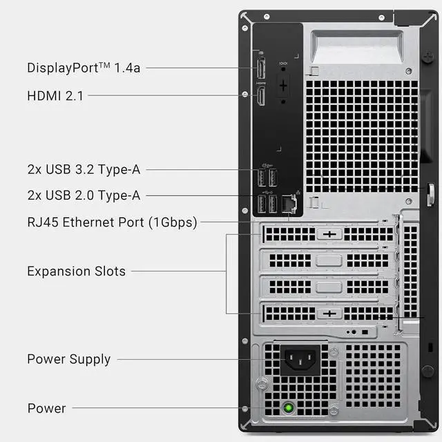 Alt view image 5 of 5 - Dell Ect1250 Tower Desktop - Intel Core Ultra 5 225 - Wi-Fi 6 and Bluetooth 5.4 - 8 GB DDR5 RAM,512 GB PCIe SSD - Windows 11 Home