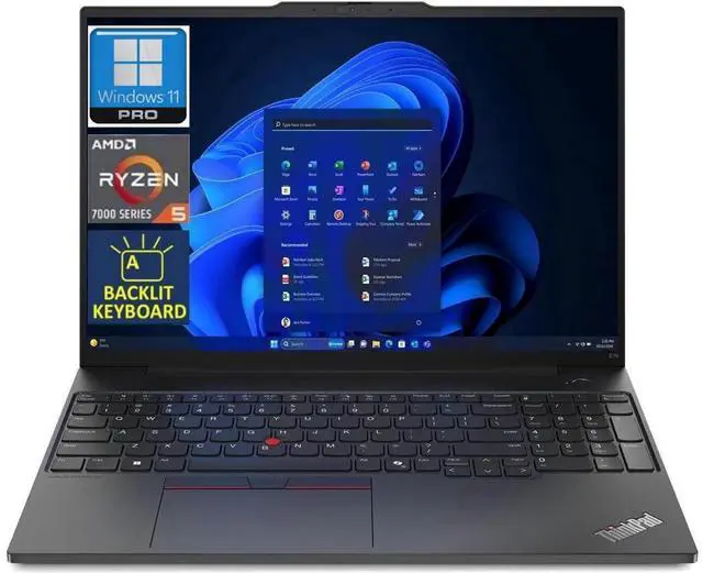 Main image of Lenovo Thinkpad E16 Gen 2 16" Laptop,AMD Ryzen 5 7535U,AMD Radeon 660M Graphics,Backlit KB,24 GB RAM,512 PCIe GB SSD,Win 11 Pro