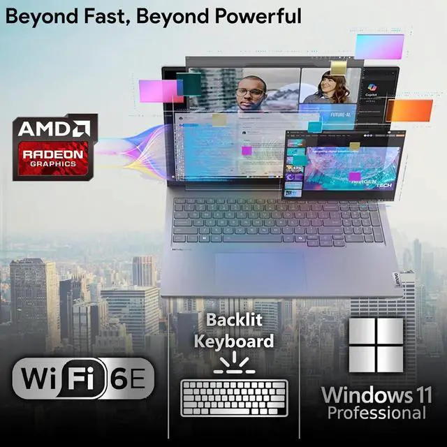 Alt view image 2 of 4 - Lenovo ThinkBook 16" WUXGA Touch Business Laptop,AMD Ryzen 7 7735HS,Backlit KB,Fingerprint Reader,32 GB RAM,1 TB PCIe SSD,Win 11 Pro