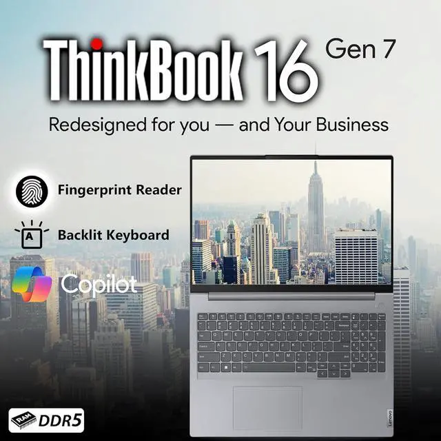 Alt view image 3 of 4 - Lenovo ThinkBook 16" WUXGA Touch Business Laptop,AMD Ryzen 7 7735HS,Backlit KB,Fingerprint Reader,32 GB RAM,1 TB PCIe SSD,Win 11 Pro
