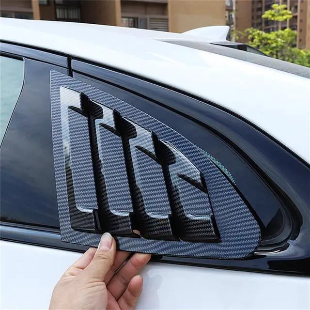 Alt view image 2 of 7 - Acaigel 1 Pair ABS Carbon fiber Look Side Window Louver Shutter Cover For Chevrolet Malibu 2016-20