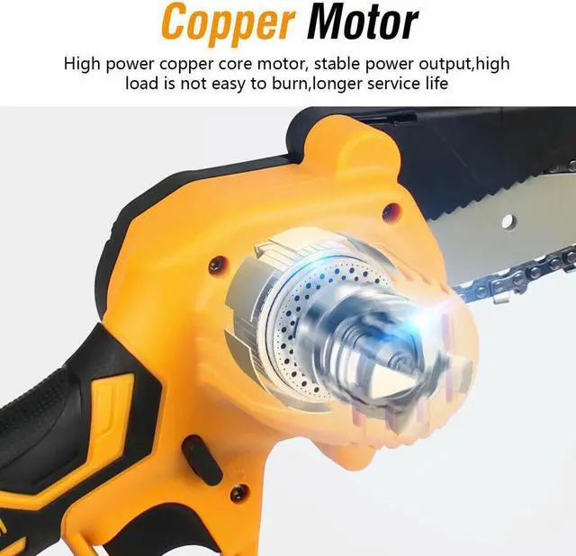Alt view image 4 of 6 - Cordless Electric Chainsaw Wood Cutter Mini One-Hand Saw Woodworking+2 Batteries