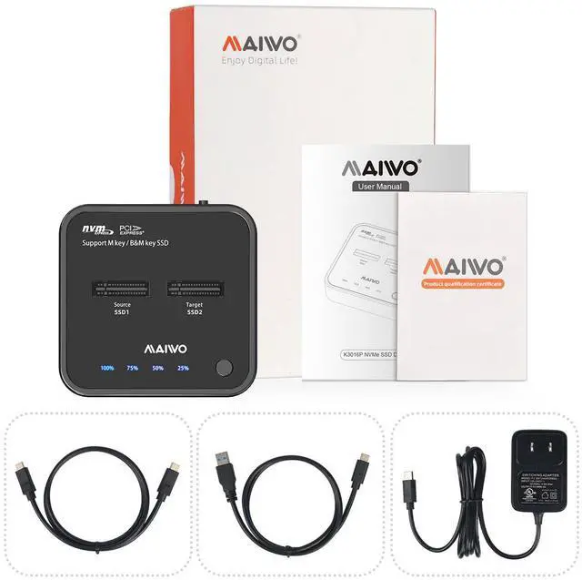 Alt view image 7 of 7 - MAIWO K3016P M.2 SSD Duplicator Base NVMe Protocol Copy + Read Write USB-C Support 2242 2260 2280 22110 SSD