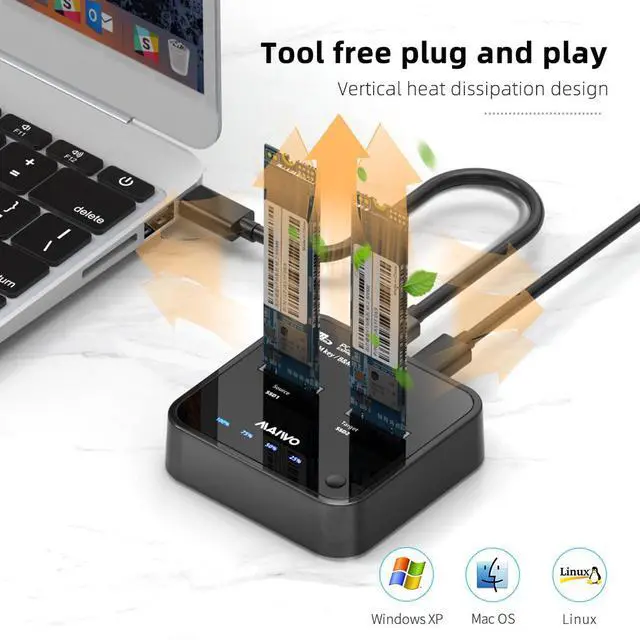 Alt view image 5 of 7 - MAIWO K3016P M.2 SSD Duplicator Base NVMe Protocol Copy + Read Write USB-C Support 2242 2260 2280 22110 SSD