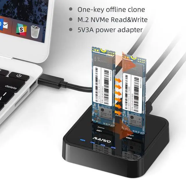 Alt view image 4 of 7 - MAIWO K3016P M.2 SSD Duplicator Base NVMe Protocol Copy + Read Write USB-C Support 2242 2260 2280 22110 SSD