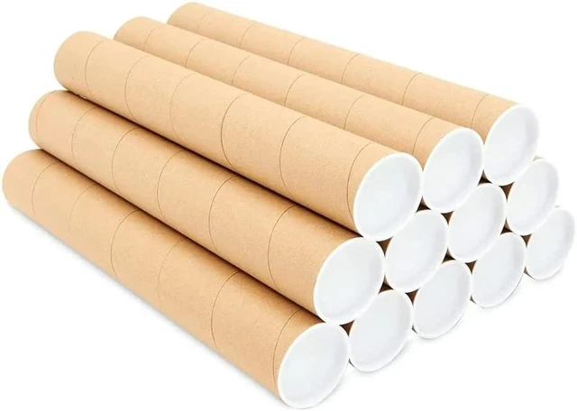 Alt view image 3 of 6 - supplyhut 20 - 1.5" x 18" Round Cardboard Shipping Mailing Tube Tubes With End Caps