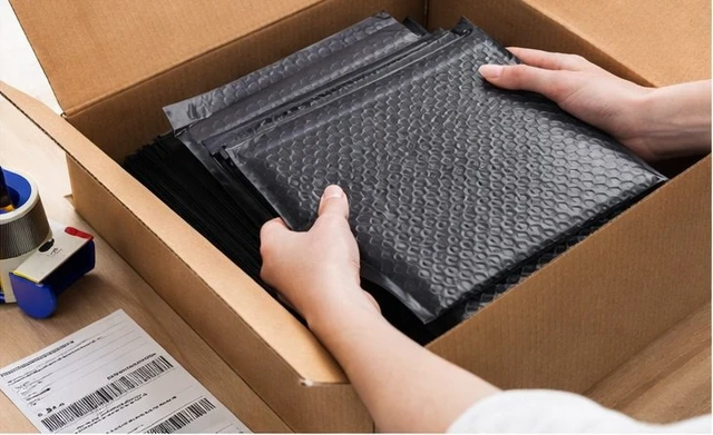 Main image of supplyhut 100 #5 10.5''x16'' Black Poly Bubble Padded Envelopes Mailers Shipping Case