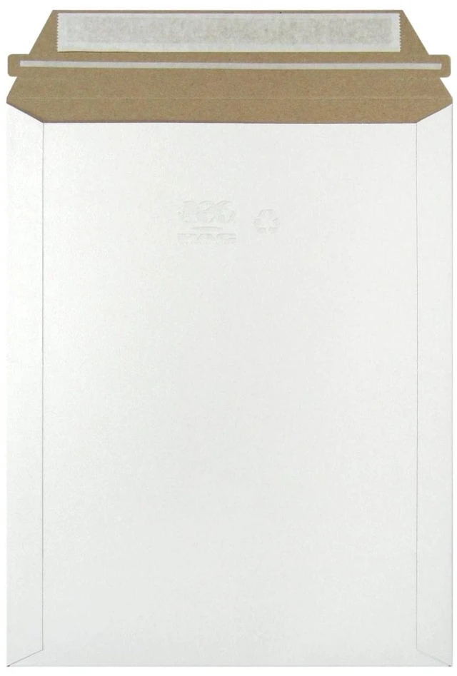 Alt view image 2 of 2 - 500 Pack 9.75x12.25 White Rigid Stay Flats Self-Seal Cardboard Envelope Mailers 9.75"x12.25"