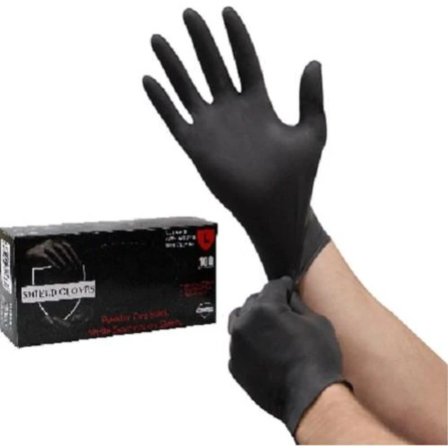 Main image of 100 Shield Nitrile 5mil Powder Free Gloves Black (Latex Vinyl Free) 2XL