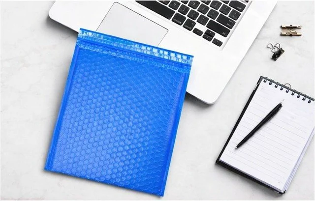 Alt view image 2 of 3 - 200 #0 6x10 Blue Poly Bubble Padded Envelopes Mailers Shipping Case 6"x10"