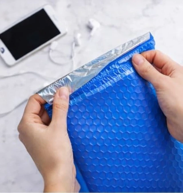 Alt view image 5 of 6 - 100 #5 10.5x16 Blue Poly Bubble Padded Envelopes Mailers Shipping Case 10.5"x16"