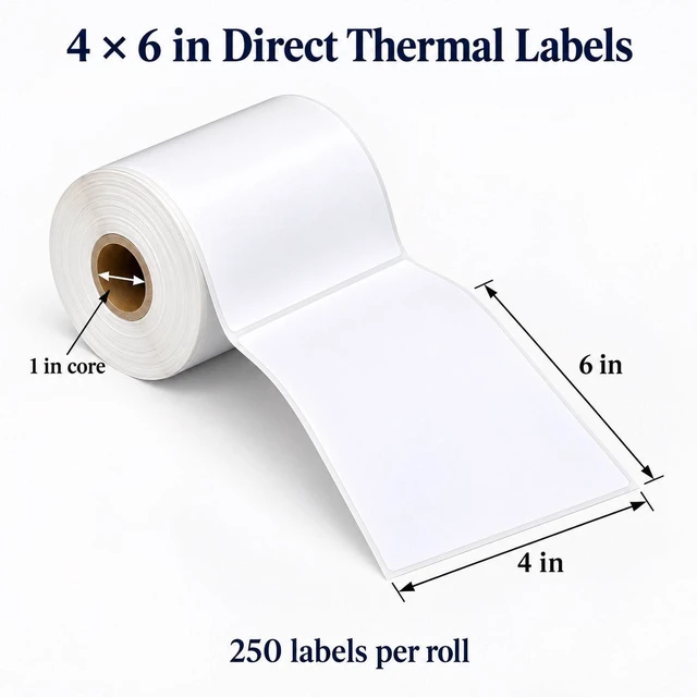 Alt view image 2 of 7 - supplyhut 4 x 6 Direct Thermal Shipping Labels, 1 Inch Core, 250 Labels per Roll, 1 Roll (250 Labels)