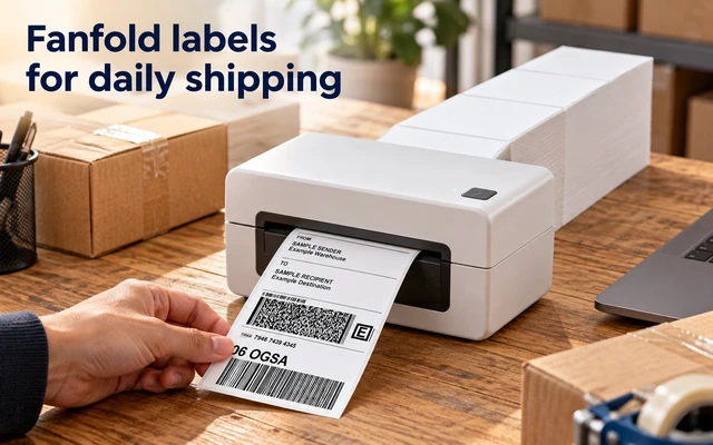 Alt view image 3 of 7 - supplyhut 4 x 6 Inch Fanfold Direct Thermal Shipping Labels, 1,000 Labels, White