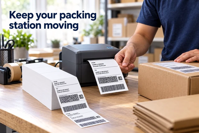 Alt view image 6 of 7 - supplyhut 4 x 6 Inch Fanfold Direct Thermal Shipping Labels, 1,000 Labels, White