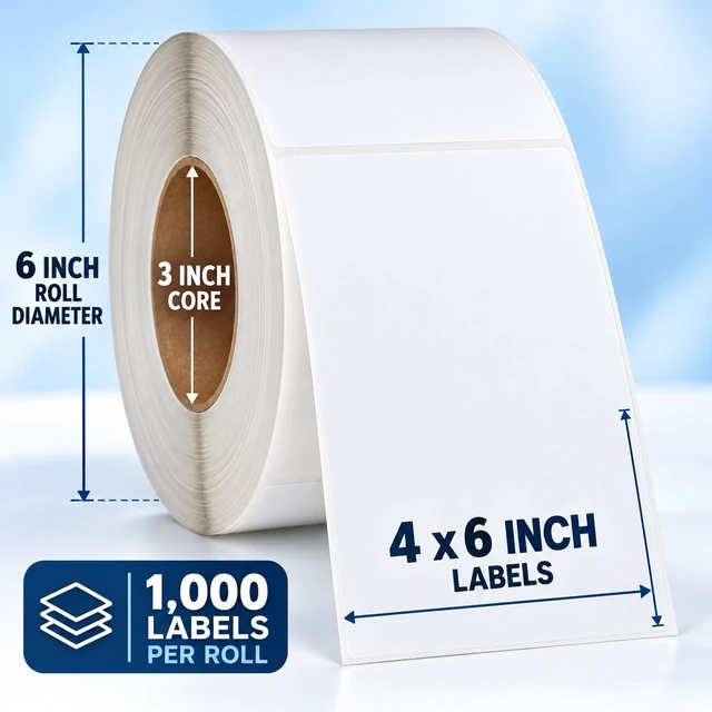 Alt view image 2 of 7 - Direct Thermal Labels 4x6 Shipping 3 Inch Core 1000 per Roll 2 Rolls 2,000 Labels