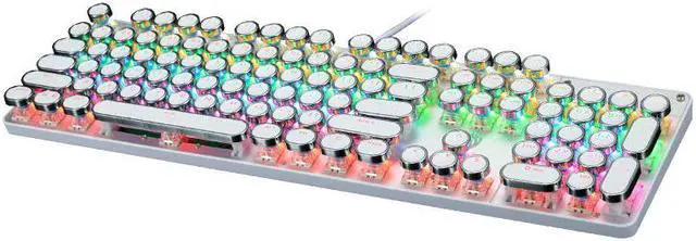 Alt view image 2 of 6 - Retro Steampunk Gaming Mechanical Keyboard-Blue Switch-RGB LED Backlit Illuminated Keyboard,USB Wired,Typewriter-Style,Plating 104 Key Round Keycaps,for Game and Office,for Laptop Desktop