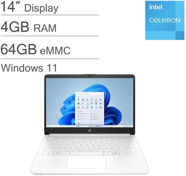 Main image of HP 14" Ultra-Light Laptop for Student & Home (1-Year Office 365, Intel Celeron N4500, 4GB RAM, 64GB eMMC) 12-Hr Long Battery Life, Webcam, Wi-Fi 6, Fast Charge, Win 11 Home in S