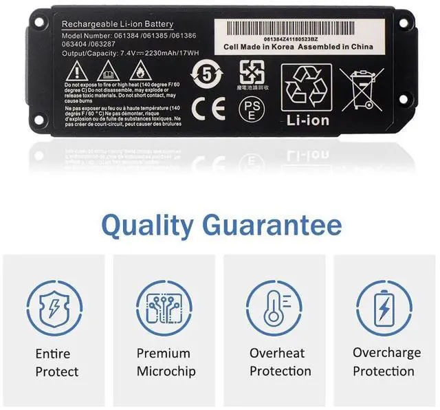 Alt view image 2 of 7 - 061384 2230mAh/17WH Speaker Battery 061385 061386 063404 063287 For BOSE SoundLink Mini I