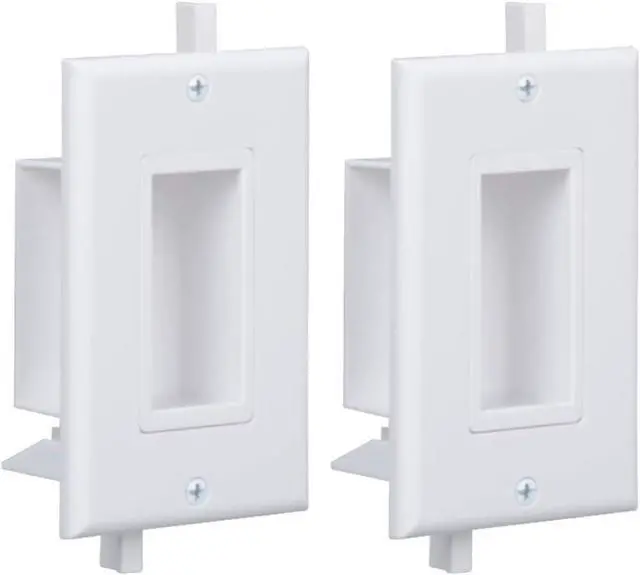 Main image of Wi4You Cable Pass Through Wall Plate White, Recessed Cable Wall Plate Built in Bracket for Drywall, Decora Side Opening for Low Voltage Cables in Wall Installation