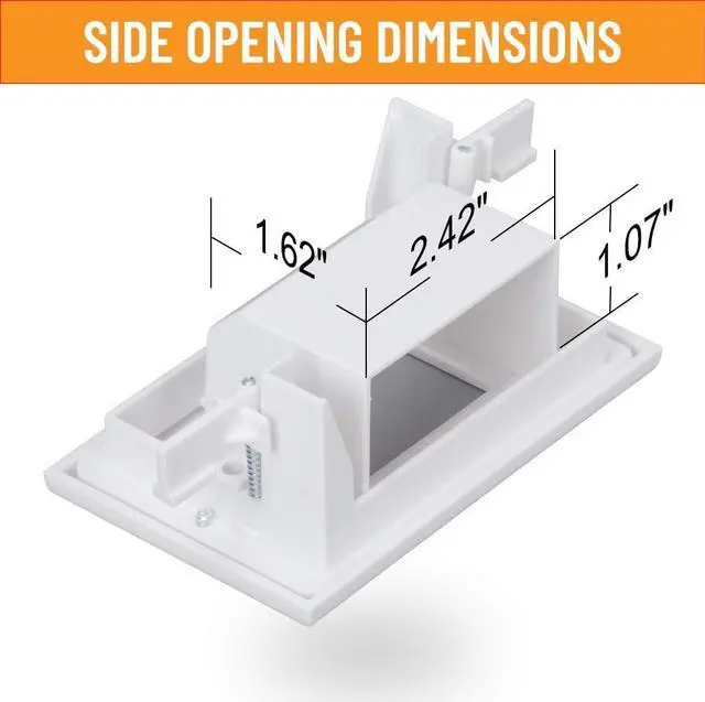 Alt view image 3 of 7 - Wi4You Cable Pass Through Wall Plate White, Recessed Cable Wall Plate Built in Bracket for Drywall, Decora Side Opening for Low Voltage Cables in Wall Installation