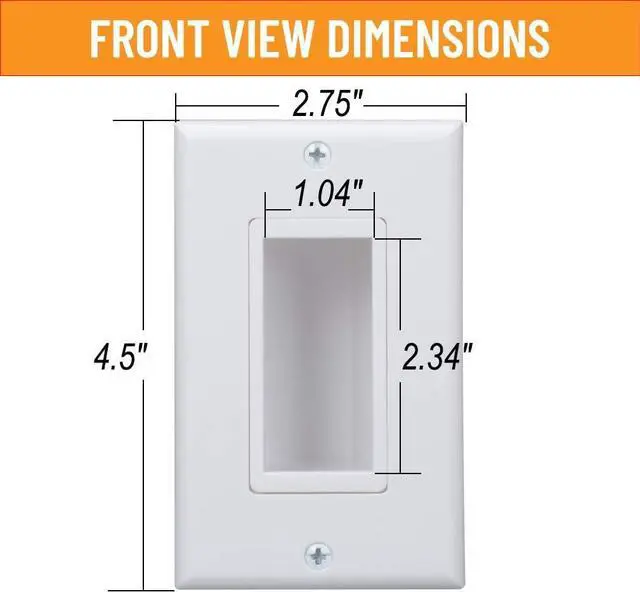 Alt view image 7 of 7 - Wi4You Cable Pass Through Wall Plate White, Recessed Cable Wall Plate Built in Bracket for Drywall, Decora Side Opening for Low Voltage Cables in Wall Installation