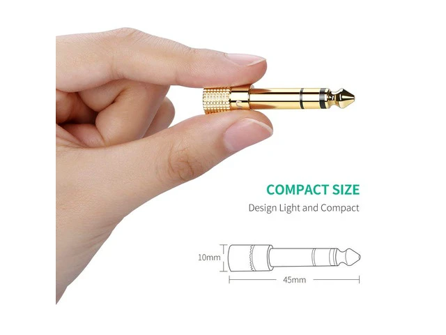 Alt view image 2 of 6 - Stereo Adapter,6.35mm 1/4 inch Plug to 3.5mm 1/8 inch Male to Female Gold Plated Audio Jack Adapter(2 Pack)
