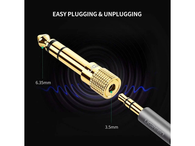 Alt view image 6 of 6 - Stereo Adapter,6.35mm 1/4 inch Plug to 3.5mm 1/8 inch Male to Female Gold Plated Audio Jack Adapter(2 Pack)