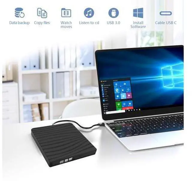 Alt view image 6 of 7 - BT689 External CD DVD Drive for Laptop,Cocopa DVD Player CD Burner Type C USB 3.0 Portable CD ROM External Disk Drive Optical Drive Slim CD DVD Recorder Writer Adapter for PC/Mac/Windows/Linux