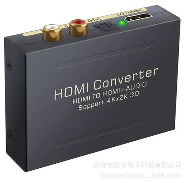 Main image of HDMI Audio Extractor HDMI to HDMI + Optical Toslink(SPDIF) + RCA(L/R) Stereo Analog Outputs Video Audio Splitter Converter Support 4K@30Hz 1080P Full HD 3D