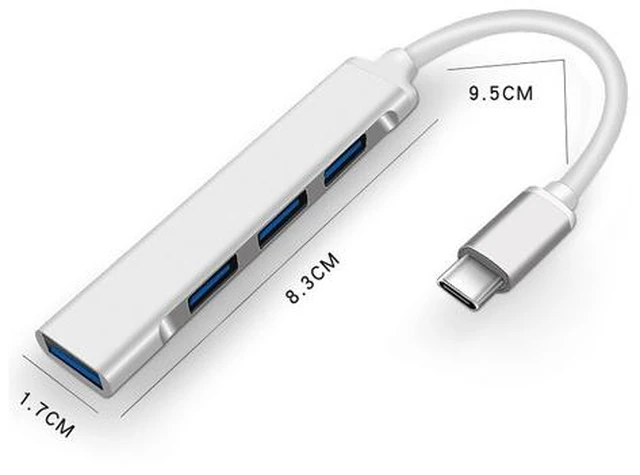Alt view image 4 of 7 - USB C Hub, Portable 4-in-1 USB C to USB Adapter, Type C USB 3.1 Gen1 Data Splitter with Three Layers Shield, High-Speed Data Transmission, Type C Splitter Compatible with USB C Devices-Gray