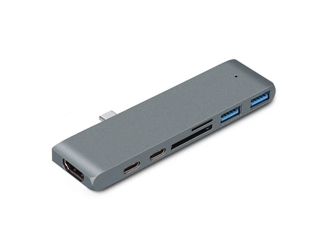 Alt view image 4 of 7 - USB 3.1 Type-C Hub To HDMI Adapter 4K Thunderbolt 3 USB C Hub with Hub 3.0 TF SD Reader Slot PD for MacBook Pro/Air 2016/2017-Silver